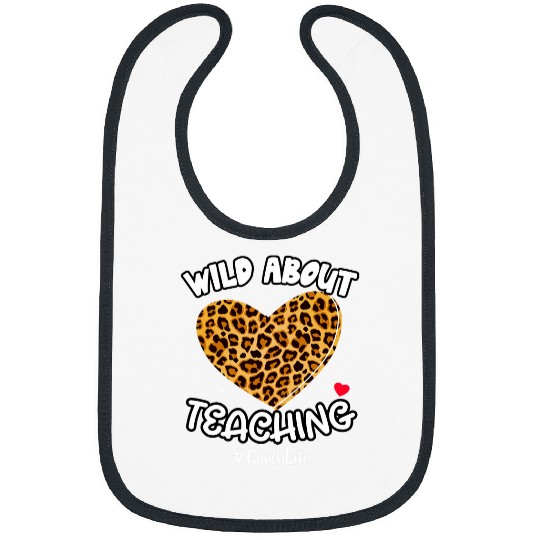 Wild About Teaching School Coachs Life Squad Leopard Print Bibs
