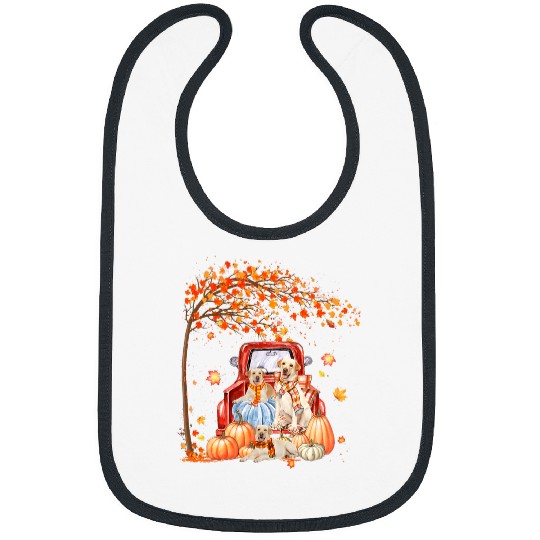 Labrador Lab Dog Scarf Truck Pumpkin Maple Leaf Autumn Bibs