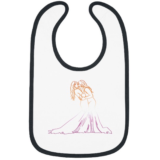 Two Brides Oneline Art Lesbian Wedding Gay Marriage 1 Bibs