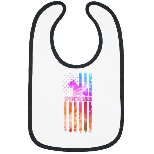 Dog Scottish Terrier Watercolor American Flag Gifts Bibs