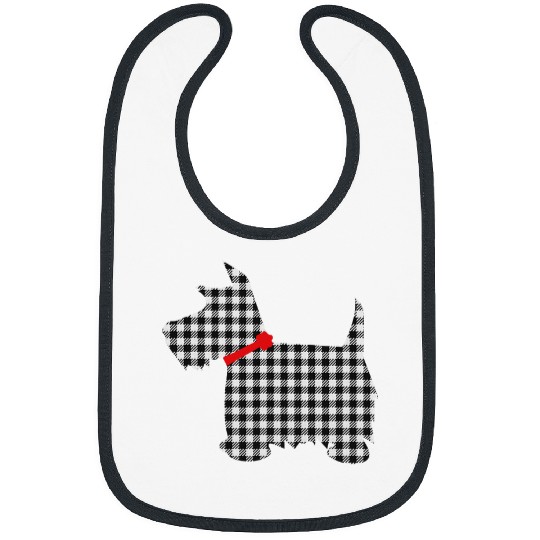 Dog Scottish Terrier Scottie Dog Scottish Terrier T Black White Plaid Bibs