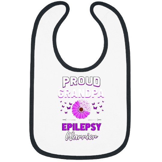 Purple Sunflower Proud Grandpa Grandchild Epilepsy Warrior Bibs