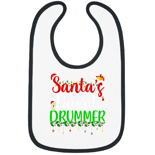 Santas Favorite Drummer Funny xmass Pyjama Christmas 2 Bibs