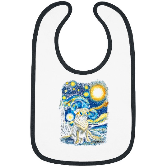 Pug Dog Little Animals Starry Night Cute Pet Solar Eclipse Bibs
