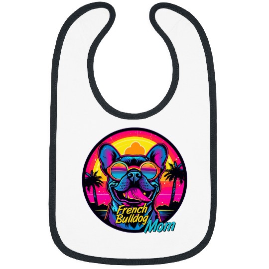 Vaporwave French Bulldog Mom Futuristic French Bulldog Bibs