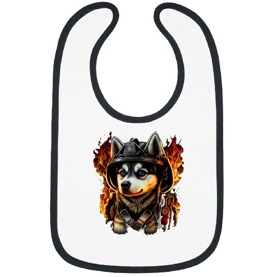Siberian Husky Fireman on Firefighter Siberian Husky Bibs