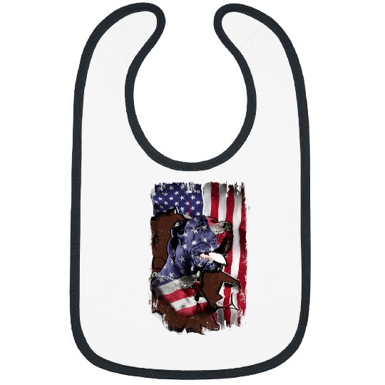 Dog Great Dane American Flag Dog Lover Funny 4th Of July T-Shirt Bibs