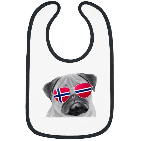 Pug Dog Norway Flag Sunglasses Bibs