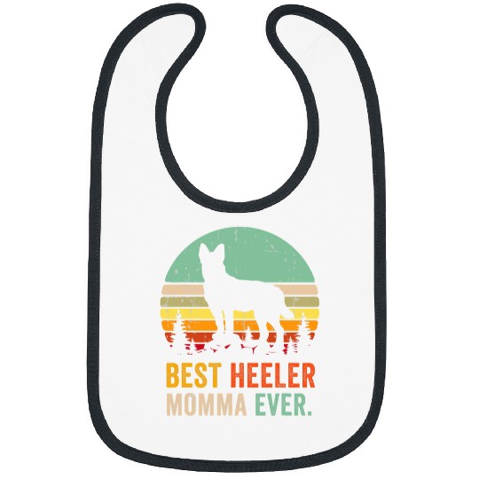 Mens Retro bests Red Blue Heeler Momma Australian Cattle Dog Mom Bibs