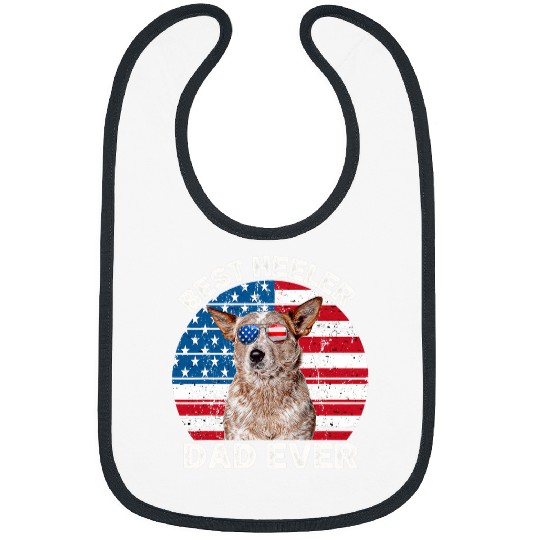 Mens Red Heeler Dad American Flag Australian Cattle Dog Patriotic Bibs