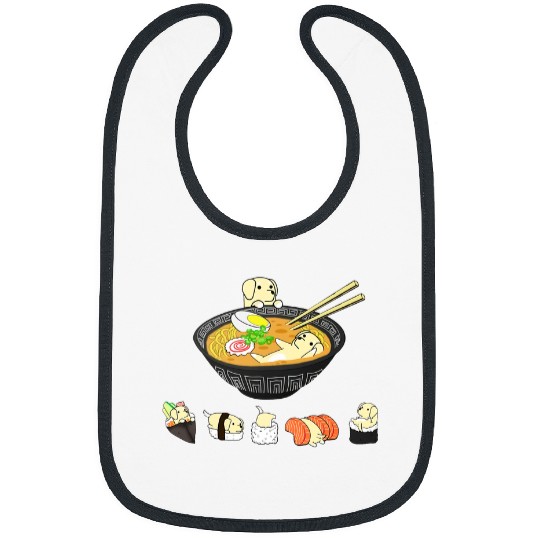 Labrador Lab Dog Sushi Ramen Bowl Japanese Kawaii Dog Mom Bibs