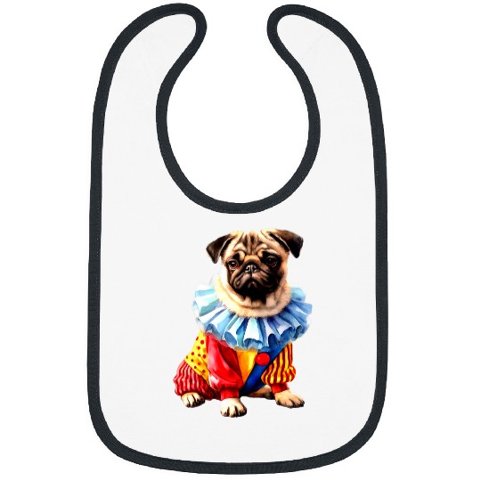 Pug Dressed As Clown Dog Lovers Circus Pug Clown Design 1 Bibs