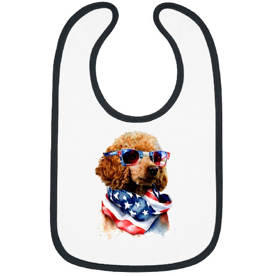 USA 4th of July Patrotic Funny Cute Poodle Dog Lover Bibs