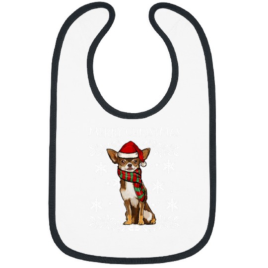 Merry Christmas Ornament Brown Chihuahua xmass Santa Bibs