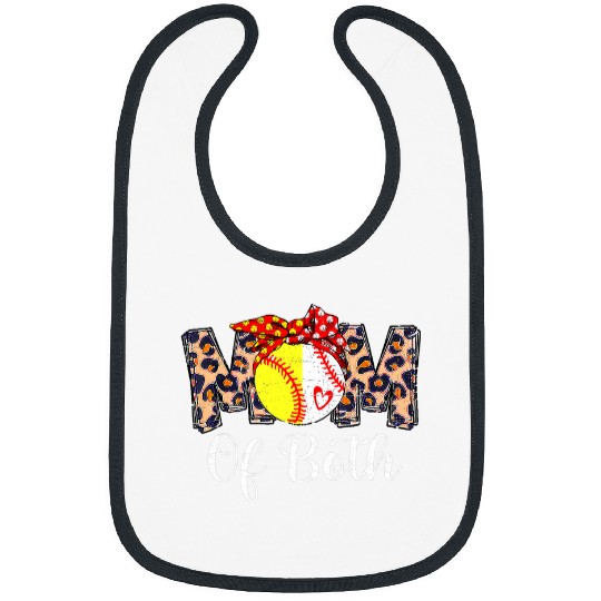Mom Of Both Leopard Mother Baseball Softball Mothers Day Bibs