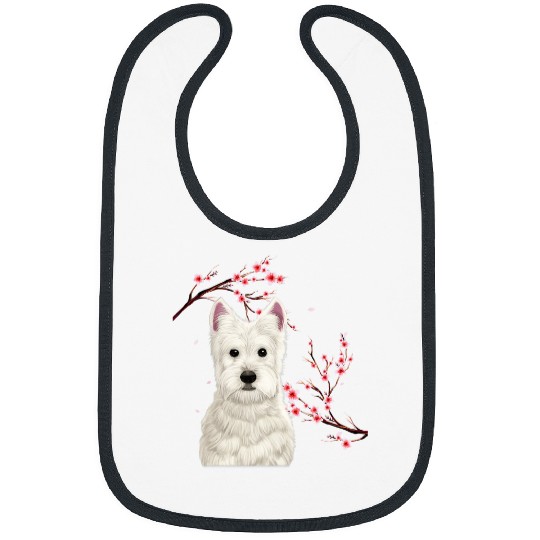 Westie Dog Japanese Cherry Blossom Sakura Flower Vintage Bibs