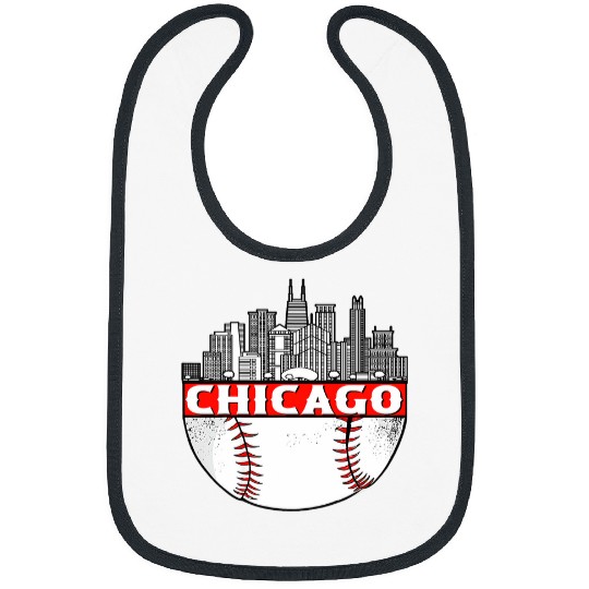 vintages Chicago City Skyline Baseball Game Day Fan Bibs