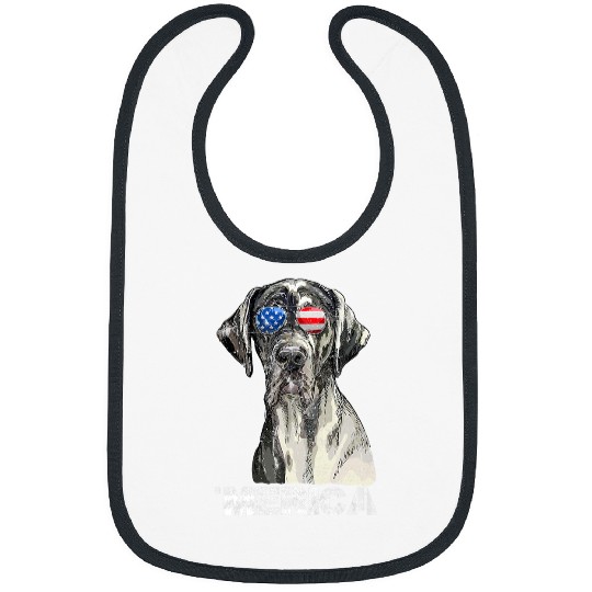 Dog Great Dane American USA Flag 4th Of July Fourth Dog T-Shirt Bibs