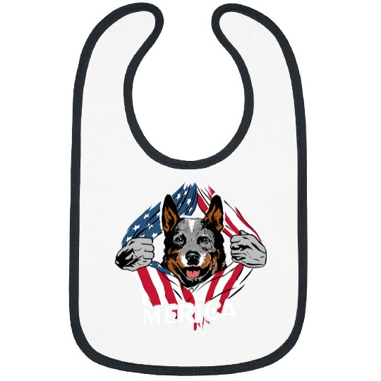 Merica American Flag Patriotic Cattle Dog Heeler Bibs