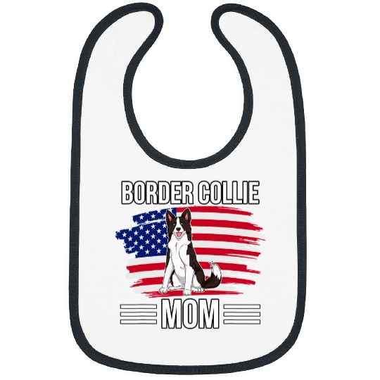 USA Flag 4th Of July Mothers Day Merica Border Collie Mom Bibs
