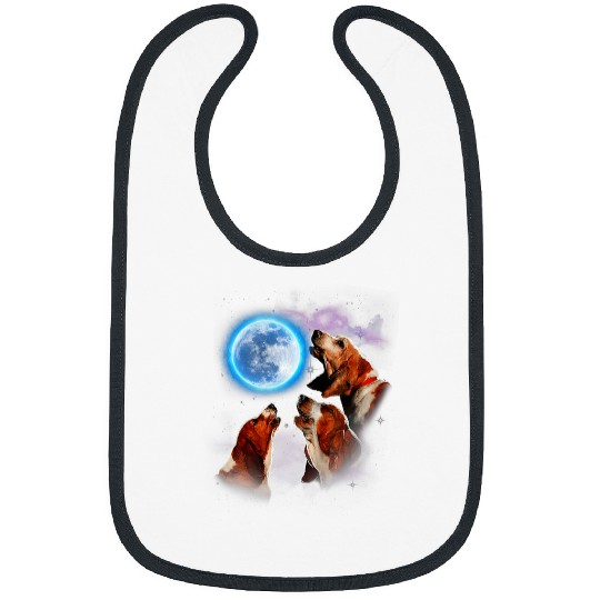three basset hound howling at moon dog lovers costume Bibs