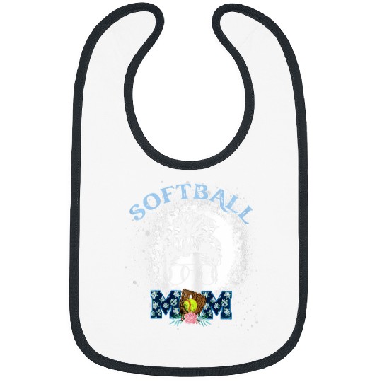Womens Bleached Floral Softball Mom Messy Bun Bibs