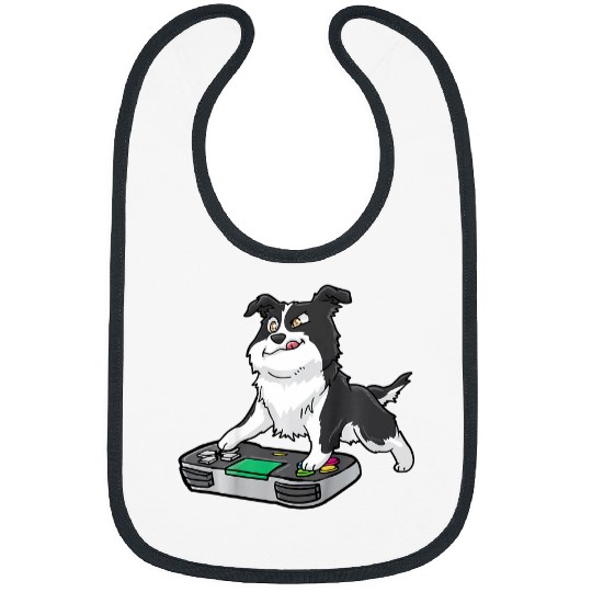 Kids Border Collie Gamer Gaming Videogames Kawaii Gift Bibs