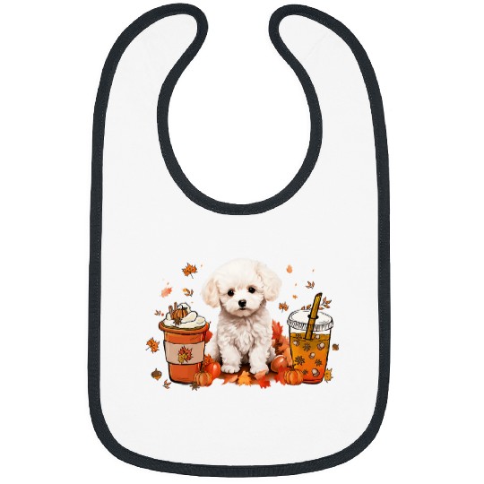 Maltipoo Coffee Warm Cozy Fall Autumn Vibes Thanksgiving Bibs