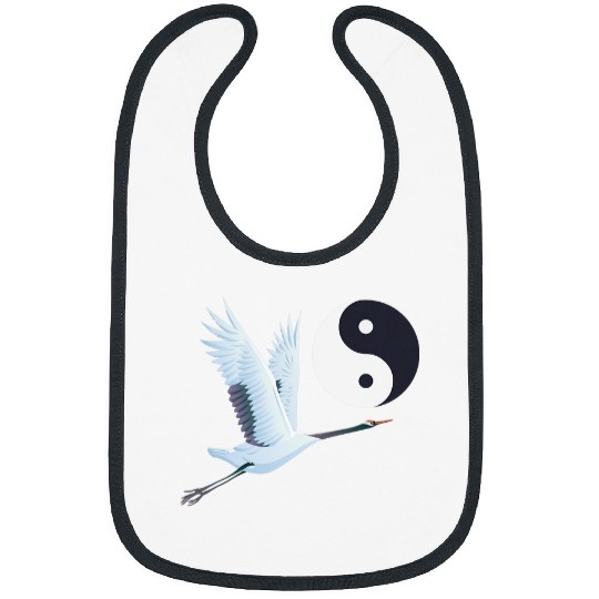 Tai Chi White Crane Yin Yang Qi Gong Chinese White Bird 3 Bibs