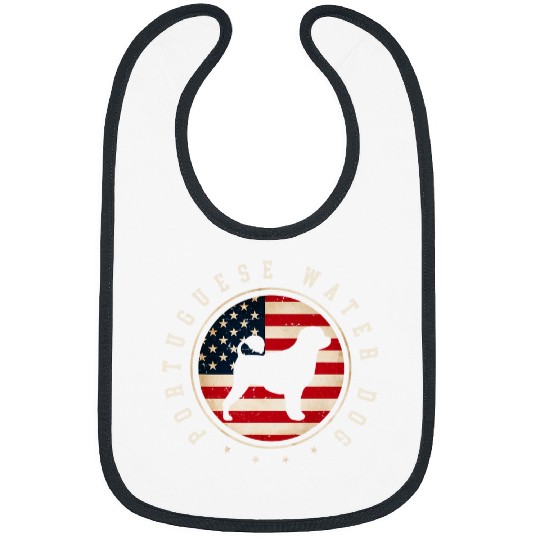 Portuguese Water Dog USA Flag 4th July Dog Mom Dad Bibs