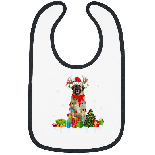 xmass Leonberger Christmas Lights Santa Reindeer Dog Bibs