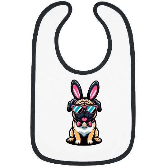 Pugs Bunny Happy Easter Puggy Pug Lover Easter Bunny Dog 1 Bibs