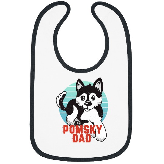 vintages Retro Pomsky Dad Cute Pomeranian Husky Dog Lover Bibs