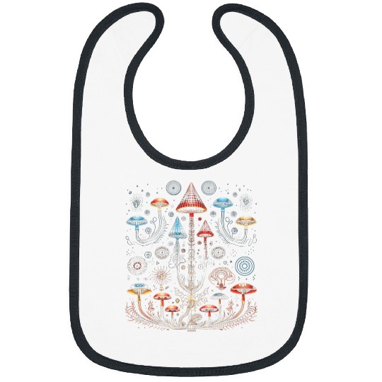 Mens Futuristic Mushroom Fungi SciFi Graphic Art Bibs