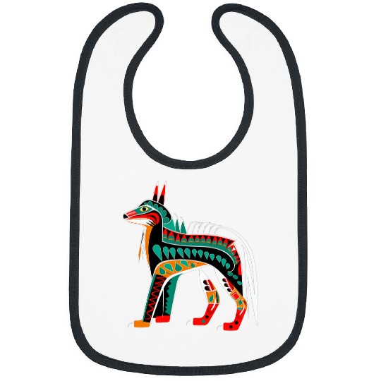 wolfs in Pacific Northwest Coast Native American Tribal Style Bibs