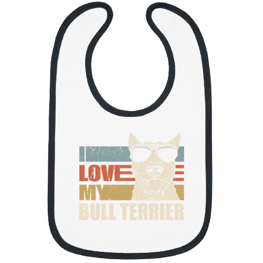 I Love My Bull Terrier Cool Dog vintages Retro Bibs