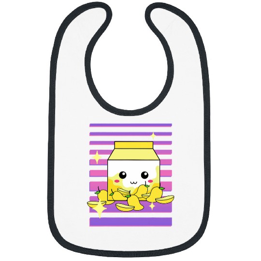 Vaporwave Art Japan Anime Kawaii Mango Milk Shake Carton Bibs