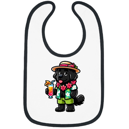Newfoundland Dog Hawaiian Funny Vacation Bibs