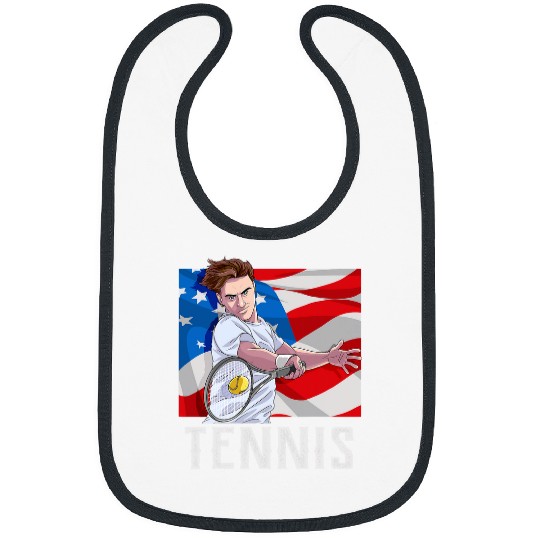 Tennis Player 4th Of July Racket Ball Tennis Coachs USA Gift Bibs