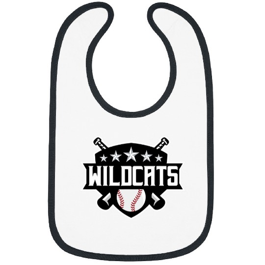 Wildcats Baseball Sports Game Day Spirit Print Stars Mom Dad Bibs