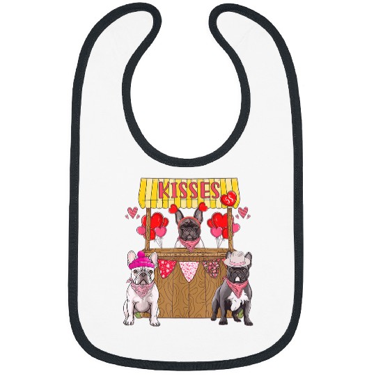 Women French Bulldog Kissing Booth Valentines Day Dog Lover Bibs