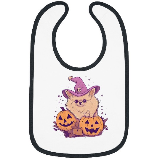Pumpkin Pomeranian Dog October Fall Autumn Halloween Graphic Bibs