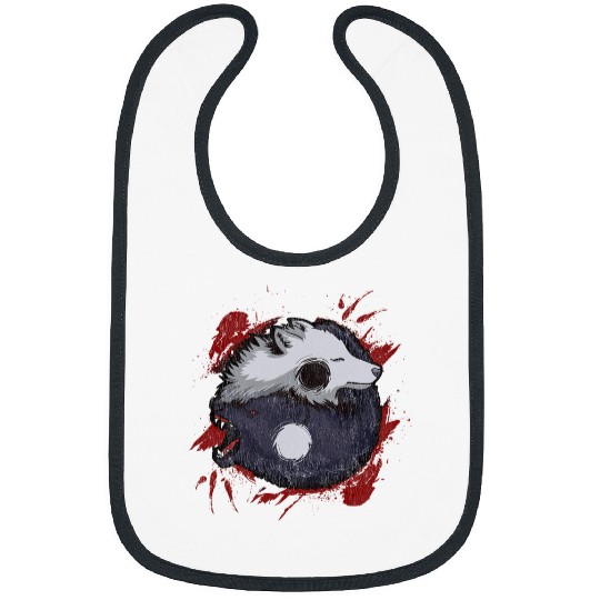 Ying Yang wolfs Japanese wolfs Art Theme Grunge Style Bibs