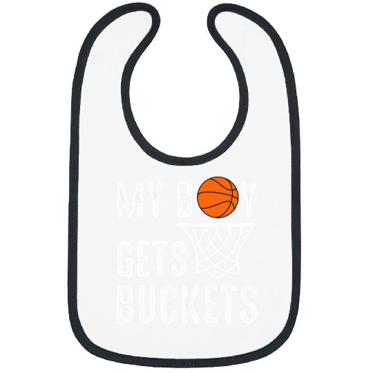 My Boy Gets Buckets Matching Mom Dad and Son Basketball Bibs