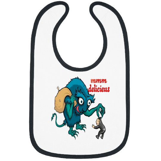 Monsters eat human meat funny scary design horror and panic Bibs