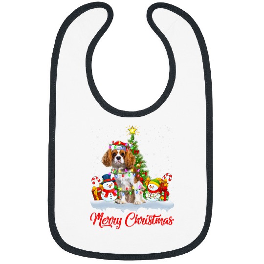 xmass Lighting Cavalier King Charles Spaniel Dog Christmas 4 Bibs