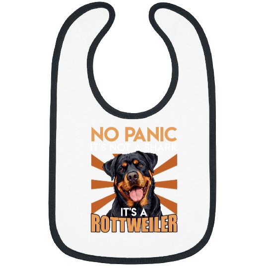 Rottie Funny NO PANIC ITS NOT A SHARK ITS A ROTTWEILER Bibs