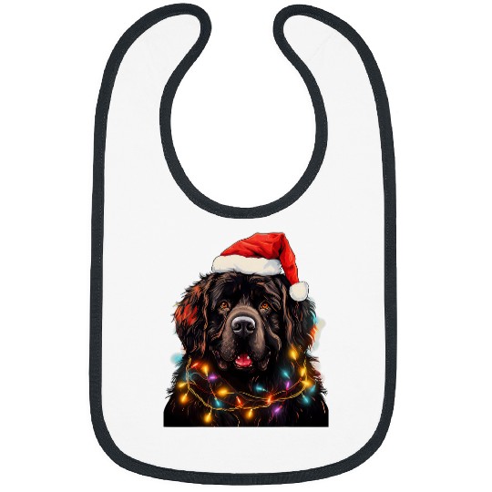 xmass Newfoundland Dog Tangled Christmas Lights 2 Bibs
