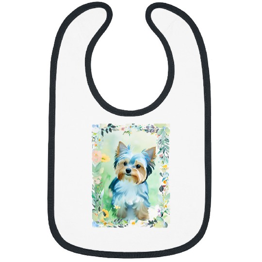 Yorkshire Terrier Animal Nature Flowers 3 Colorful Gift Bibs