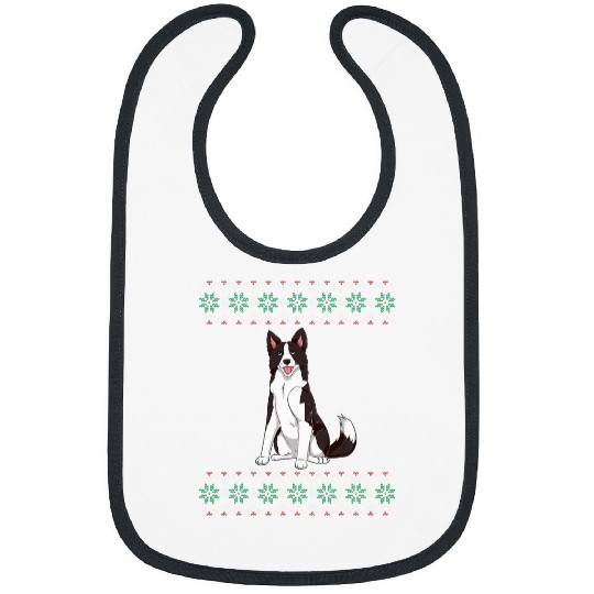 Ugly Christmas Sweater Ugly Sweater Border Collie Dog 1 Bibs